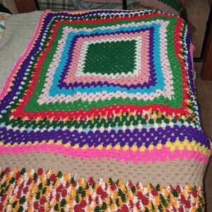 Handmade Colorful Crochet Afghan Blanket In A Size 41"×73.5".